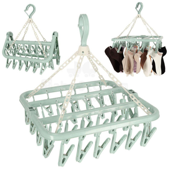 Ikonka Art.KX4314 Laundry drying rack for socks underwear 32 clothespins blue