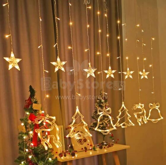 Ikonka Art.KX4281 LED reindeer curtain lights 2.5m 138LED warm white