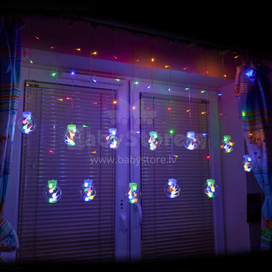 Ikonka Art.KX4278_1 LED lights curtain balls 3m 108LED multicolour remote control