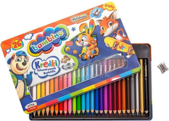 Ikonka Art.KX4224 BAMBINO krītiņi koka rāmja metāla kaste