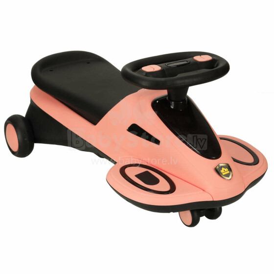 Ikonka Art.KX4221 Gravitācijas braukšana LED riteņi ar mūzikas atskaņošanas skrejriteni 74cm rozā/melns max 100kg