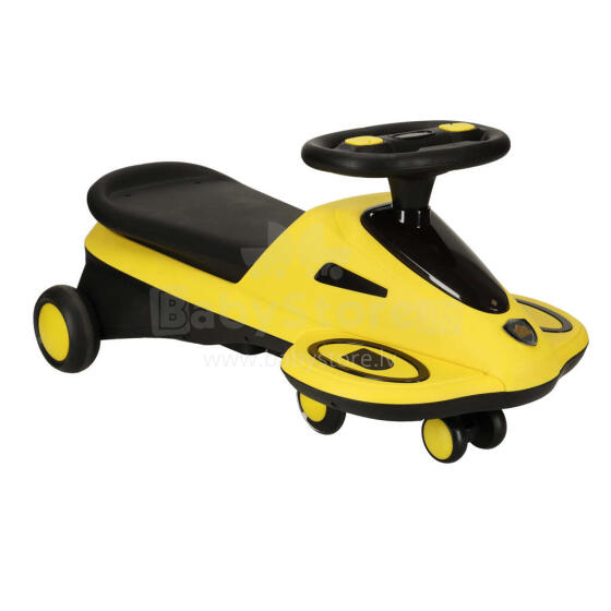 Ikonka Art.KX4221_2 Gravity scooter glowing LED wheels with music playing scooter 74cm yellow/black max 100kg