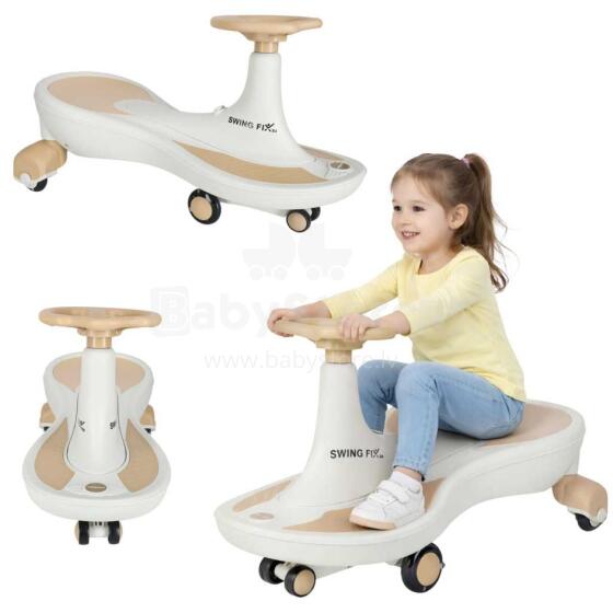 Ikonka Art.KX4220 Gravity LED gravity ride-on Swing Fix S4, light-up wheels, music, 76cm, gold and white, max 120kg