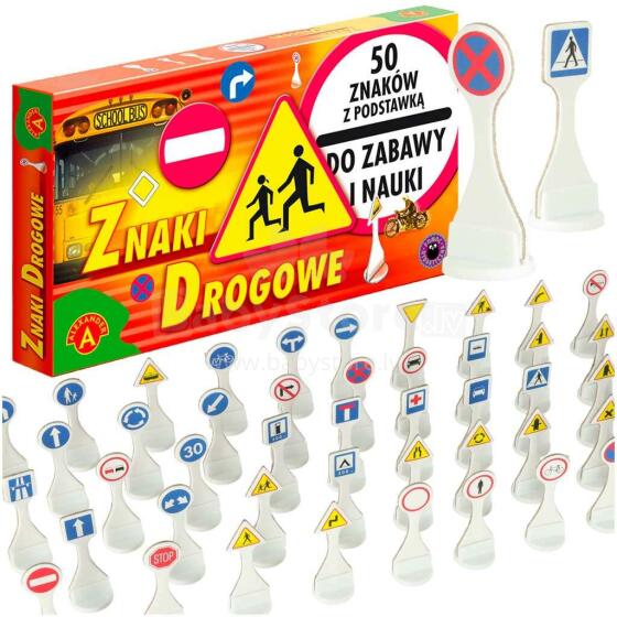 Ikonka Art.KX4168 ALEXANDER Road Signs educational toy 50 signs 4+