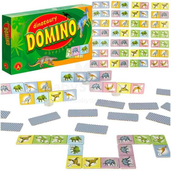 Ikonka Art.KX4165 ALEXANDER dinosaur dominoes educational game 4+