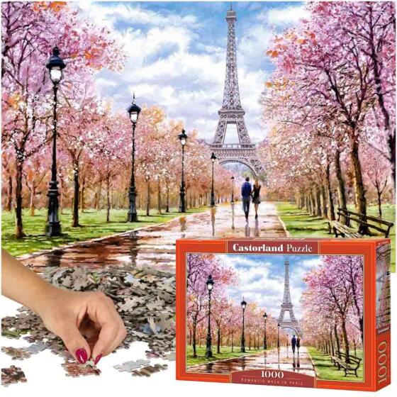 Ikonka Art.KX4739 CASTORLAND Puzzle 1000 elementu Romantiska pastaiga Parīzē 68x47cm