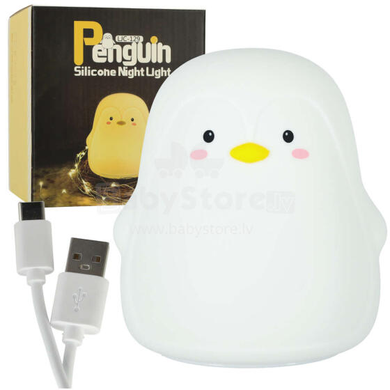 Ikonka Art.KX4112 Children's silicone LED night light white penguin