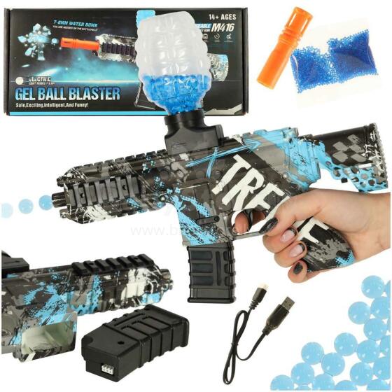 Ikonka Art.KX4089 Water rifle blue gel ball gun USB battery powered 550pcs. 7-8mm