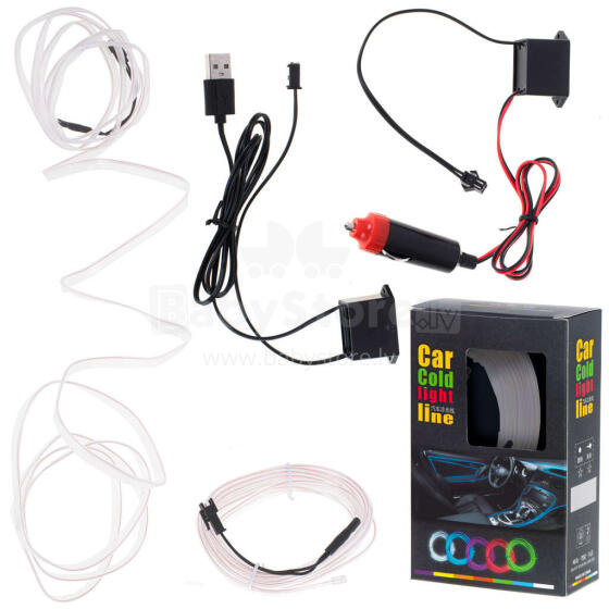 Ikonka Art.KX4956_2 LED ambient lighting for car / car USB / 12V tape 3m white
