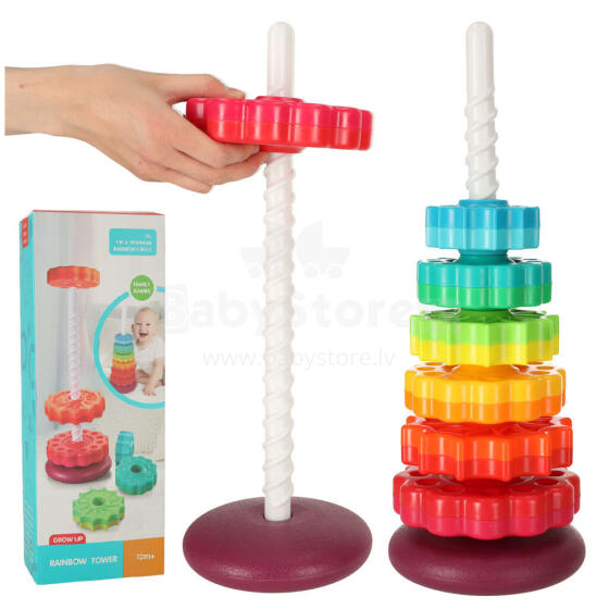 Ikonka Art.KX4618 Rainbow tower pyramid pinwheel spiral for stacking