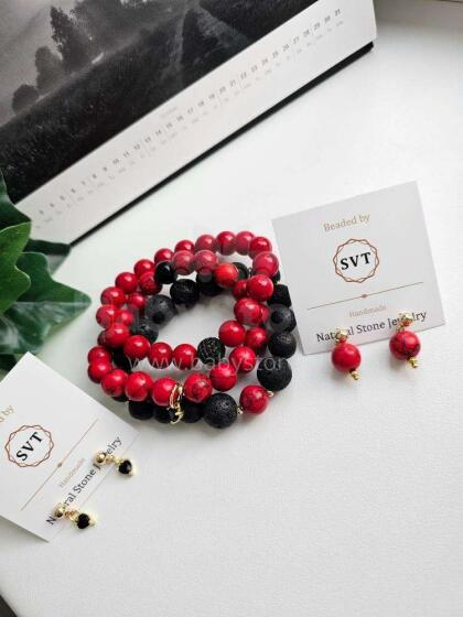La bebe™ Jewelry Natural Stone Earrings apzeltīti auskari ar cirkonu