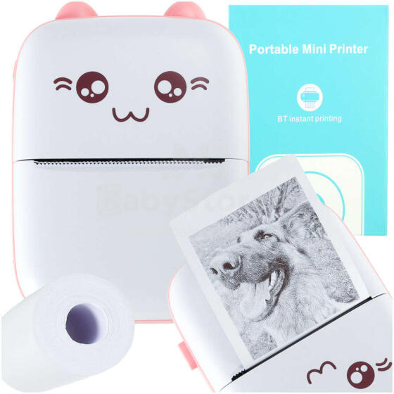 Ikonka Art.KX4217 Mini thermal label photo printer + USB cable square blue