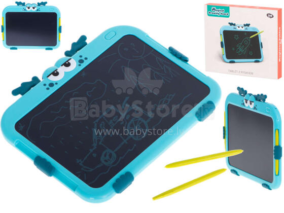 Ikonka Art.KX5984_1 Graphic tablet drawing board deer 10' blue + stylus pen