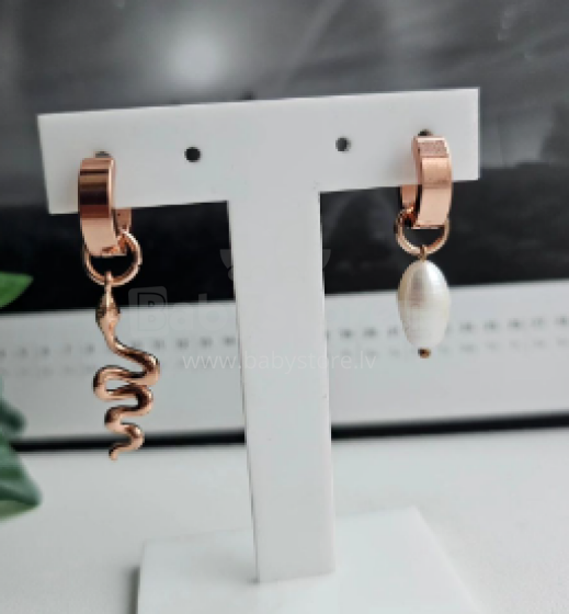La bebe™ Jewelry Natural Stone Earrings Auskari ar piekariņu Čuska un upes pērli