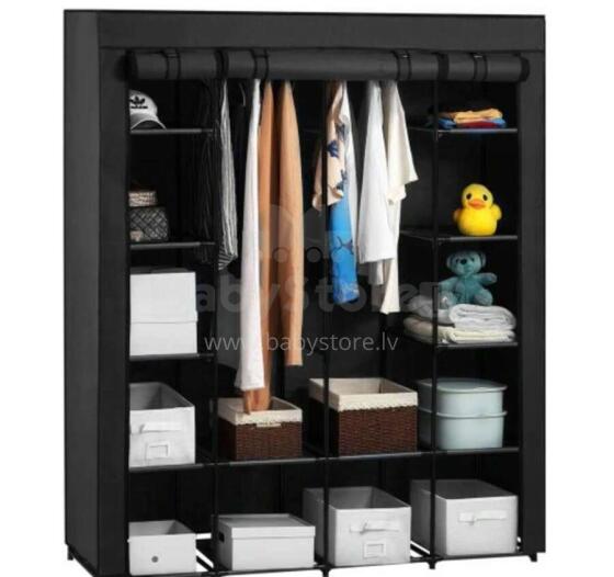 Ikonka Art.KX4346 Fabric folding wardrobe textile wardrobe XXL black