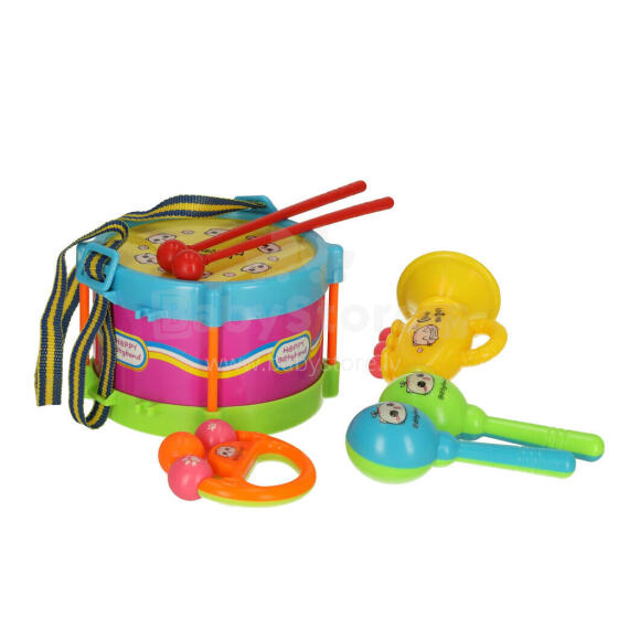 Ikonka Art.KX4908 Musical instruments for children drum rattles set of 7el.