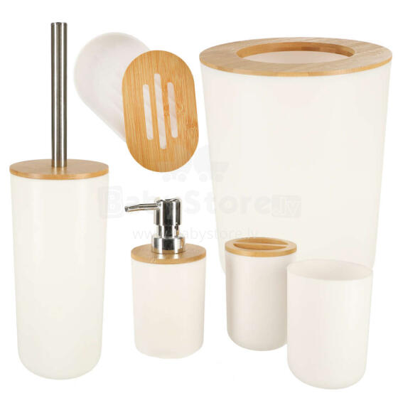 Ikonka Art.KX4313_1 Bathroom set brush dispenser set of 6 pieces white