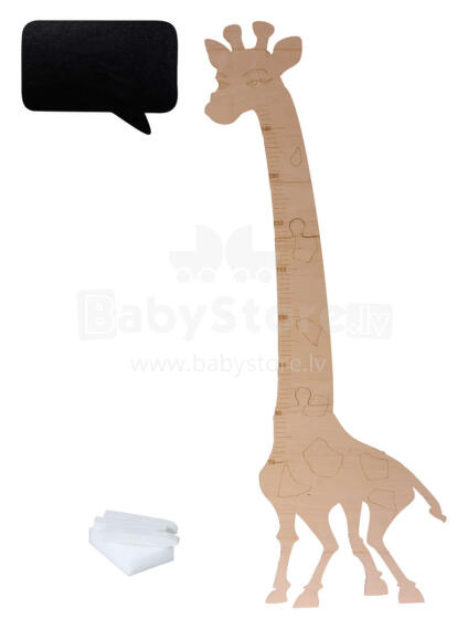 Ikonka Art.KX3874 Wooden giraffe growth measure 125 cm natural wood + chalkboard 32 x 44 cm