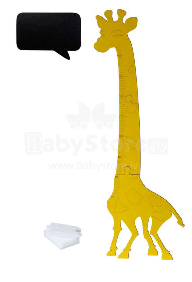 Ikonka Art.KX3874_1 Wooden giraffe growth measure 125 cm yellow + chalkboard 32 x 44 cm