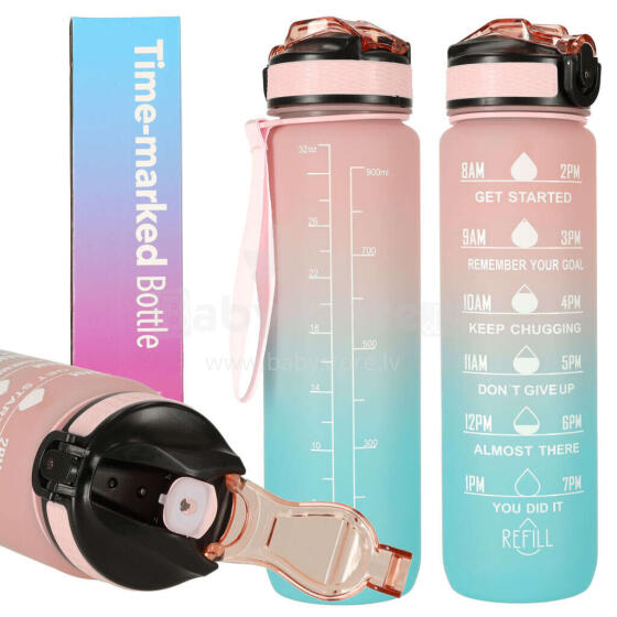 Ikonka Art.KX4398_4 Water bottle bidon 1l pink and blue