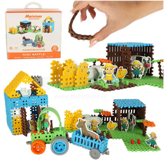 Ikonka Art.KX4382 Construction blocks mini waffle farmer blister 185 pieces