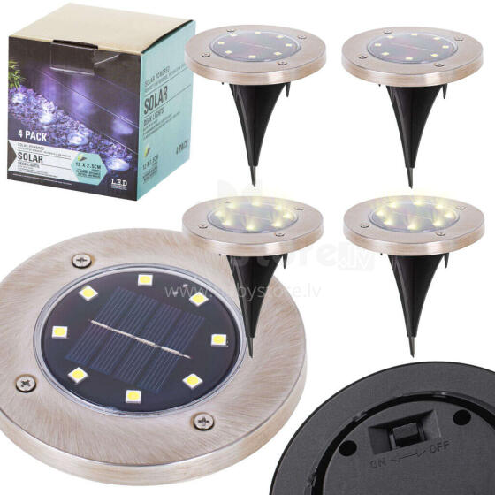 Ikonka Art.KX4964 Solar ground garden overhead lights 8LED 4pcs warm white