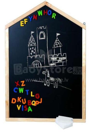 Ikonka Art.KX3731 Tablica kredowa magnetyczna wisząca domek+ literki kreda gąbka