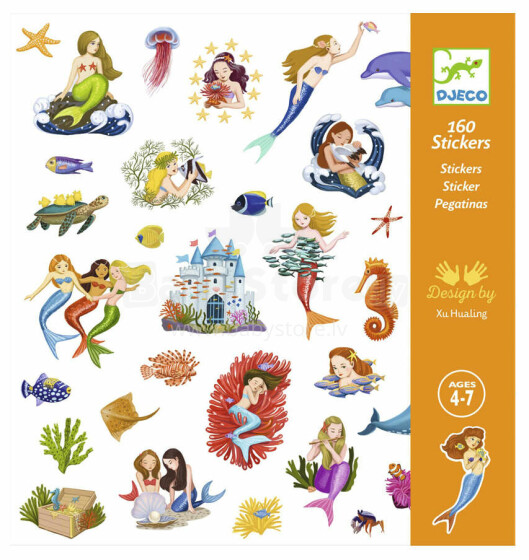 Djeco Stickers Mermaid Art.DJ08885 Наклейки - Русалка(160 шт.)