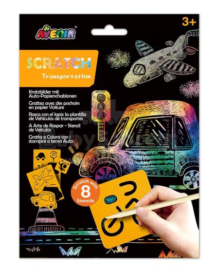 AVENIR Scratch set with stencil: Transportation