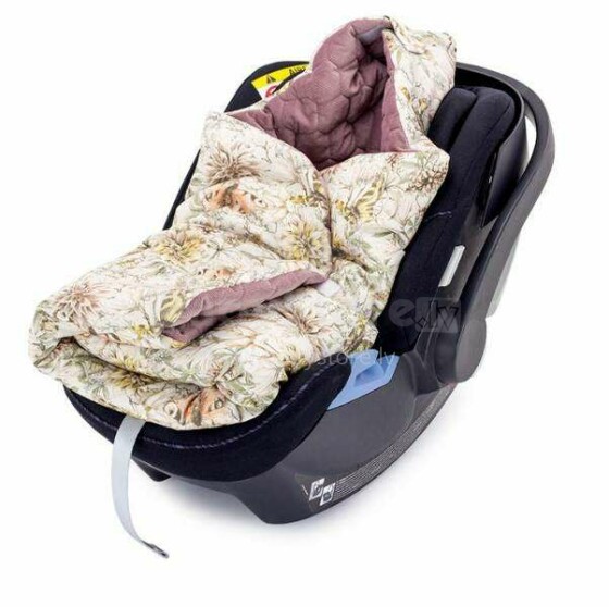 Makaszka Car Seat Blanket Art.160026 Dream Garden Augstākās kvalitātes viegla divpusēja sedziņa-konverts ar kapuci (100x110 cm)