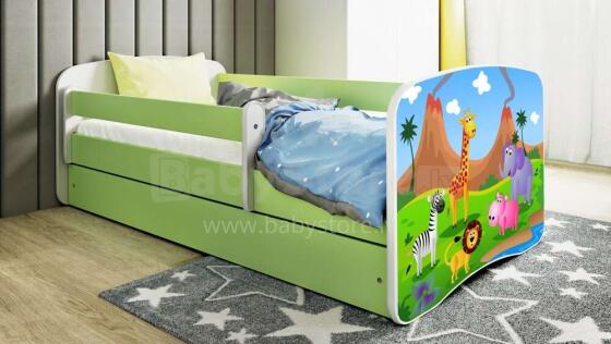 Bed babydreams green safari with drawer with non-flammable mattress 180/80