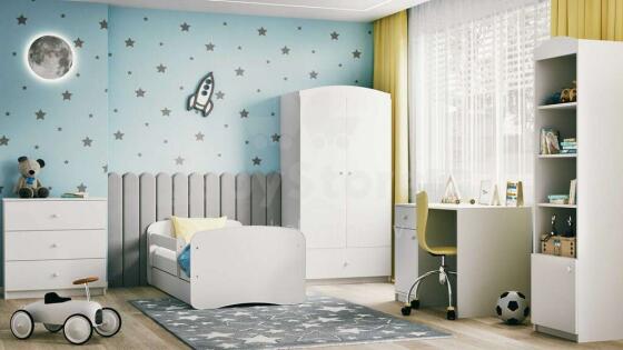 Babydreams white bed without a pattern with a drawer, coconut mattress 180/80