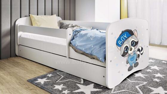 Bed babydreams white raccoon with drawer with non-flammable mattress 160/80