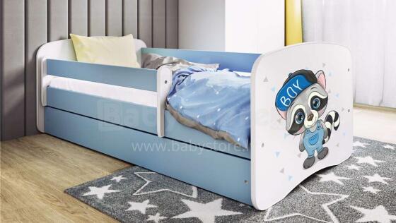 Babydreams blue raccoon bed with a drawer, latex mattress 160/80