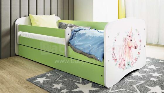 Bed babydreams green horse with drawer with non-flammable mattress 160/80