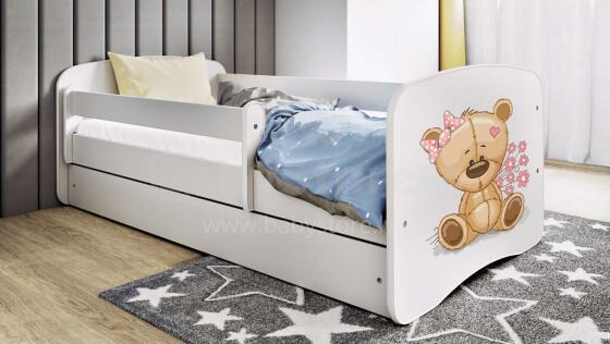 Bed babydreams white teddybear flowers with drawer with non-flammable mattress 180/80
