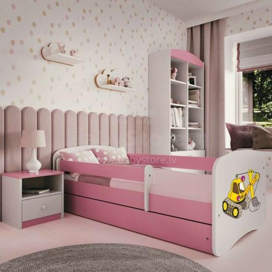 Bed babydreams pink digger with drawer with non-flammable mattress 160/80