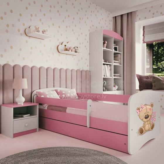 Bed babydreams pink teddybear flowers with drawer with non-flammable mattress 160/80