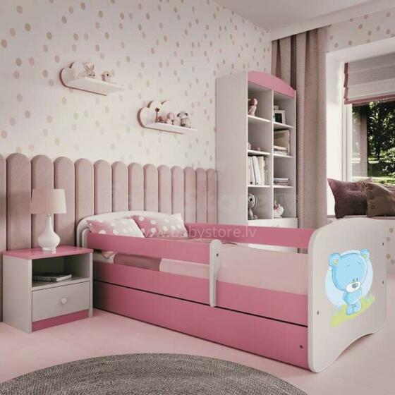 Bed babydreams pink blue teddybear with drawer with non-flammable mattress 160/80