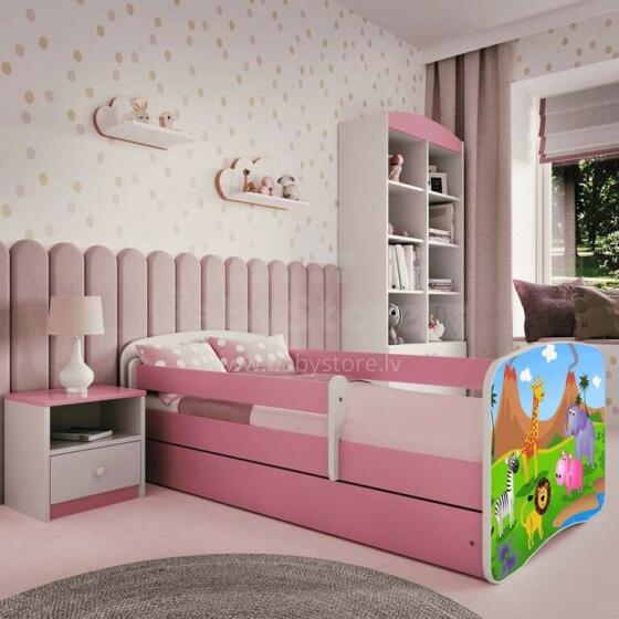 Bed babydreams pink safari with drawer with non-flammable mattress 140/70