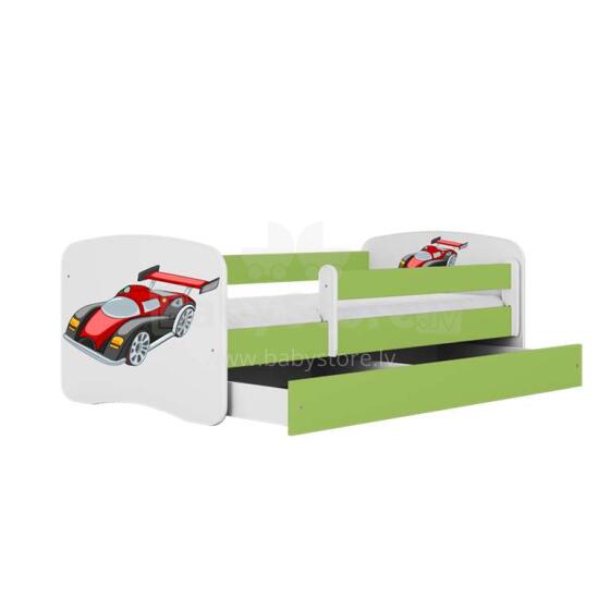 Bed babydreams green racing car with drawer with non-flammable mattress 180/80
