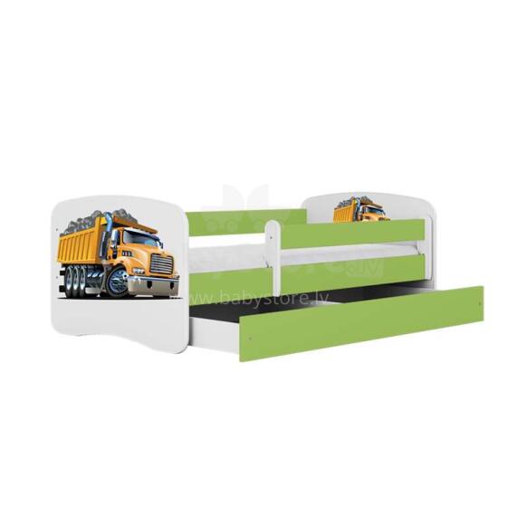 Bed babydreams green truck with drawer with non-flammable mattress 140/70