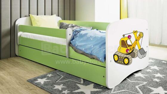 Bed babydreams green digger with drawer with non-flammable mattress 180/80