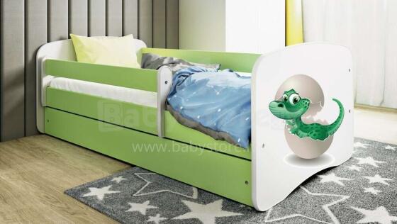 Bed babydreams green baby dino with drawer with non-flammable mattress 180/80