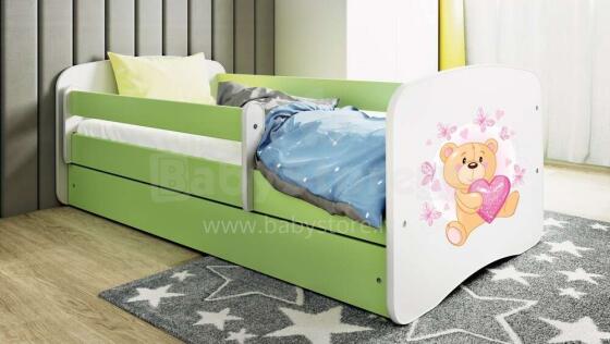 Bed babydreams green teddybear butterflies with drawer with non-flammable mattress 180/80