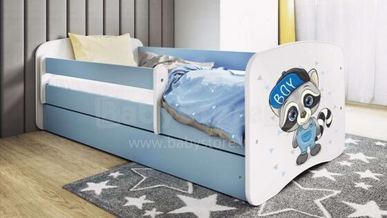 Babydreams blue raccoon bed with a drawer, latex mattress 180/80