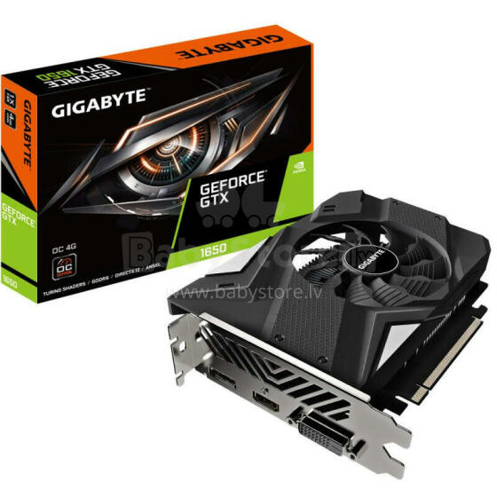 Видеокарта GIGABYTE NVIDIA GeForce GTX 1650 4 ГБ 128 бит PCIE 3.0 16x GDDR6 Память 12000 МГц GPU 1635 МГц Dual Slot Fansink 1xDVI 1xHDMI 1xDisplayPort GV-N1656OC-4GDV2.0