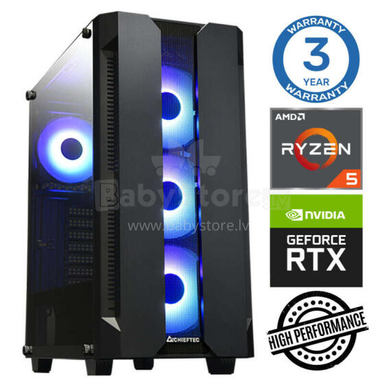Dators spēlēm INTOP Ryzen 5 5500 32GB 500SSD M.2 NVME+2TB RTX3050 8GB no-OS