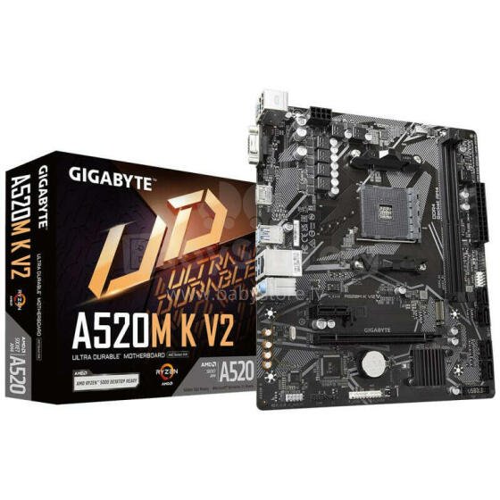 Mainboard GIGABYTE AMD A520 SAM4 Micro-ATX Memory DDR4 Memory slots 2 1xPCI-Express 3.0 1x 1xPCI-Express 3.0 16x 1xM.2 1x15pin D-sub 1xHDMI 2xUSB 2.0 4xUSB 3.2 1xPS/2 1xRJ45 3xAudio port A520