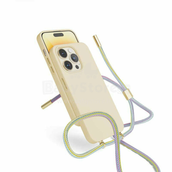 Epico Silicone Necklace Case iPhone 14 Pro Max (6,7") - bēšs